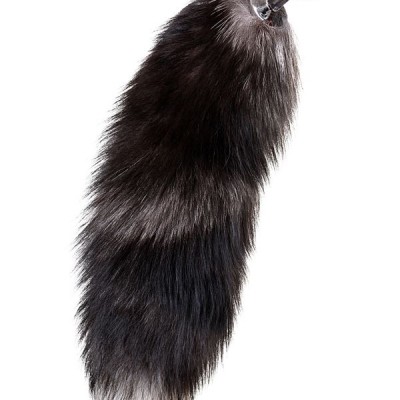 Siyah-kahverengi tilki kuyruğu olan Metal by TOYFA anal kovanı, metal, gümüş, 45 cm, Ø 2,7 cm
