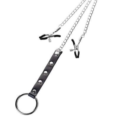 TOYFA Metal Penis Halkalı Meme Kelepçeleri, gümüş, 60 cm