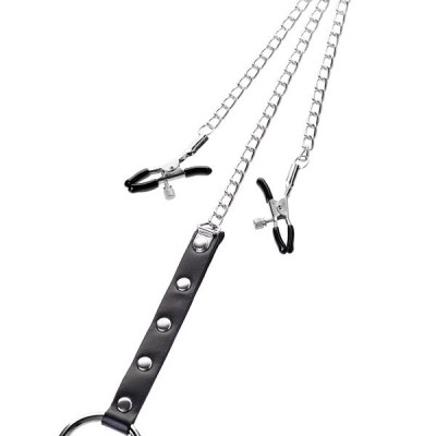 TOYFA Metal Penis Halkalı Meme Kelepçeleri, gümüş, 60 cm
