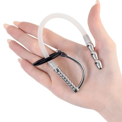 TOYFA Metal üretral Kateter, değiştirilebilir kilitleme halkalı, silikon, gümüş