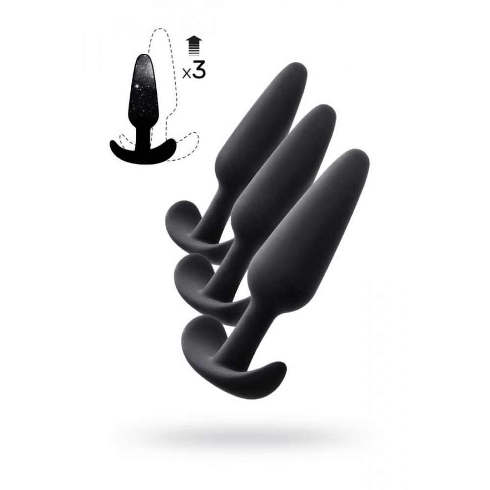 TOYFA POPO Pleasure Eridani Anal Kılıf Seti, Silikon, Siyah, 3 adet