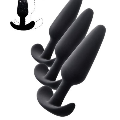 TOYFA POPO Pleasure Eridani Anal Kılıf Seti, Silikon, Siyah, 3 adet