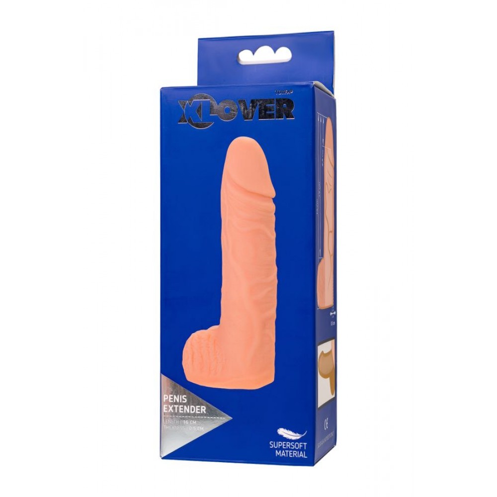 XLover by TOYFA Penis Uzatıcı Kılıf, Skrotum (Torba) Destekli, TPE Malzeme, Ten Rengi, 16 cm