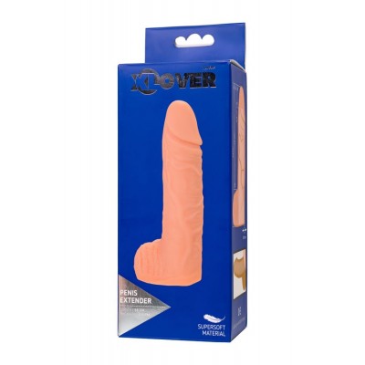 XLover by TOYFA Penis Uzatıcı Kılıf, Skrotum (Torba) Destekli, TPE Malzeme, Ten Rengi, 16 cm