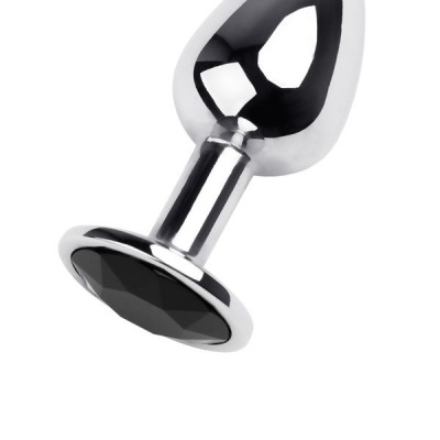 Metal by TOYFA Anal Plug, Metal, gümüş, siyah kristalli, 7 cm, Ø 2,8 cm, 50 g