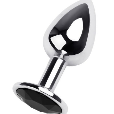 Metal by TOYFA Anal Plug, Metal, gümüş, siyah kristalli, 7 cm, Ø 2,8 cm, 50 g
