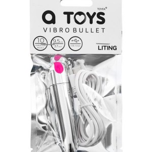 A-Toys by TOYFA Liting 10 Modlu Titreşimli Mermi Vibratör – ABS Plastik, Gümüş, 9,5 cm