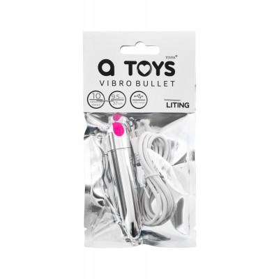 A-Toys by TOYFA Liting 10 Modlu Titreşimli Mermi Vibratör – ABS Plastik, Gümüş, 9,5 cm