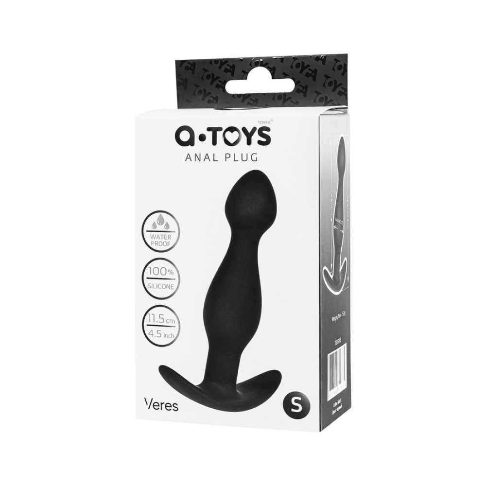 A-Toys by TOYFA anal plug, Beden S, silikon, siyah, 11,5 cm
