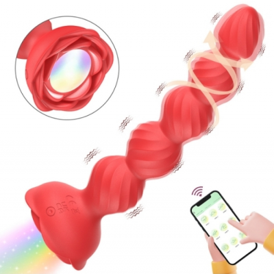 Telefon Kontrollü Haley Rose Pulled Beads Anal Plug – Kırmızı