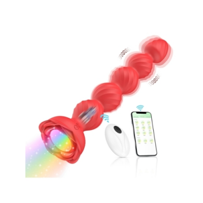 Telefon Kontrollü Haley Rose Pulled Beads Anal Plug – Kırmızı