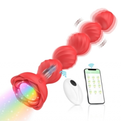 Telefon Kontrollü Haley Rose Pulled Beads Anal Plug – Kırmızı