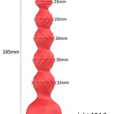 Telefon Kontrollü Haley Rose Pulled Beads Anal Plug – Kırmızı