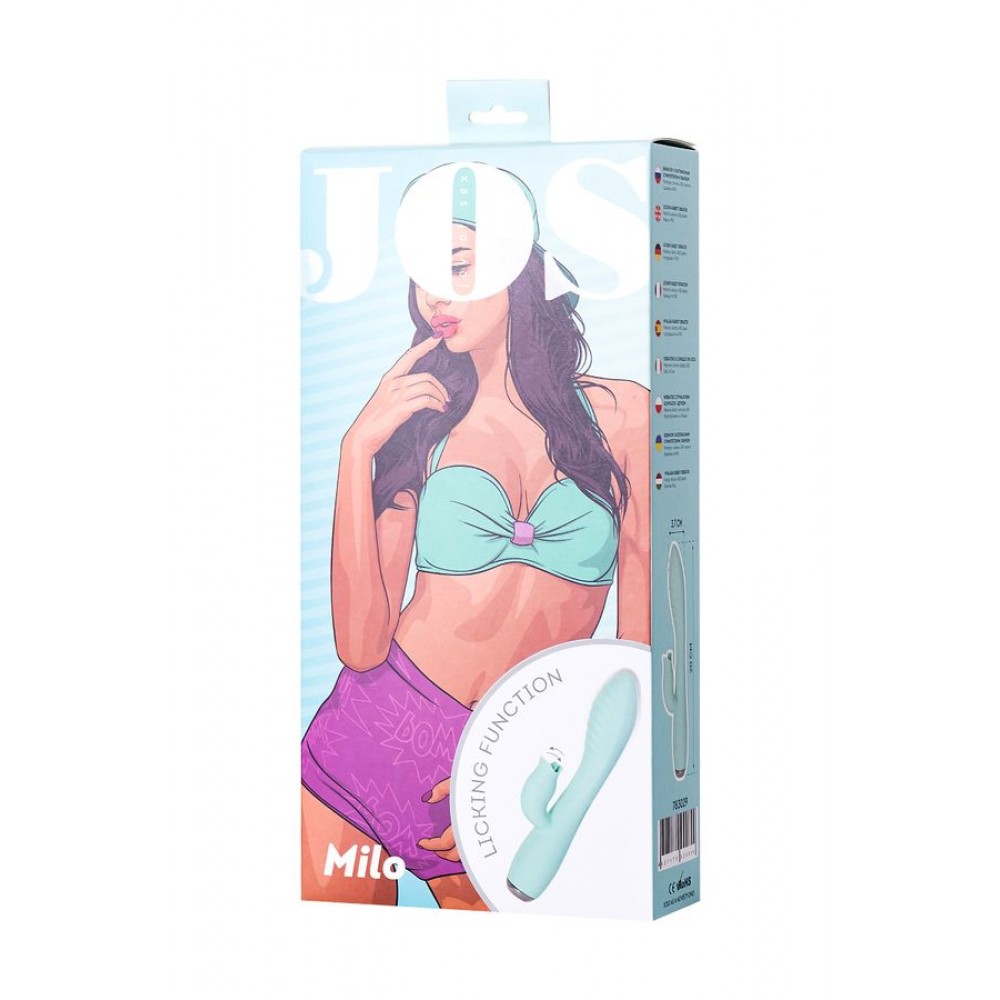 JOS MİLO Klitoral Uyarıcı ve Dilli Vibratör, Silikon, Cam Göbeği, 20 cm