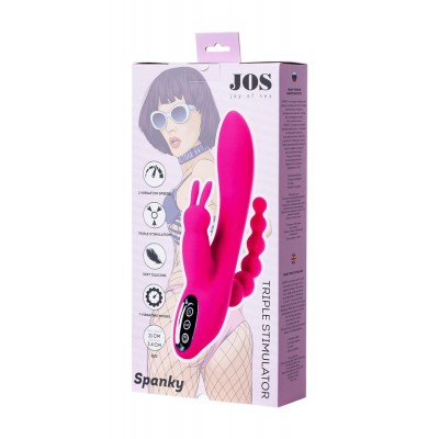 JOS SPANKY Üçlü Vibratör, silikon, pembe, 21 cm