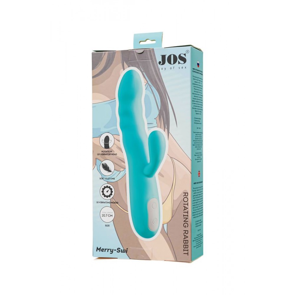 JOS Klitoral uyarımlı vibratör-döndürücü MERRY-SWI, silikon, mavi, 20,7 cm