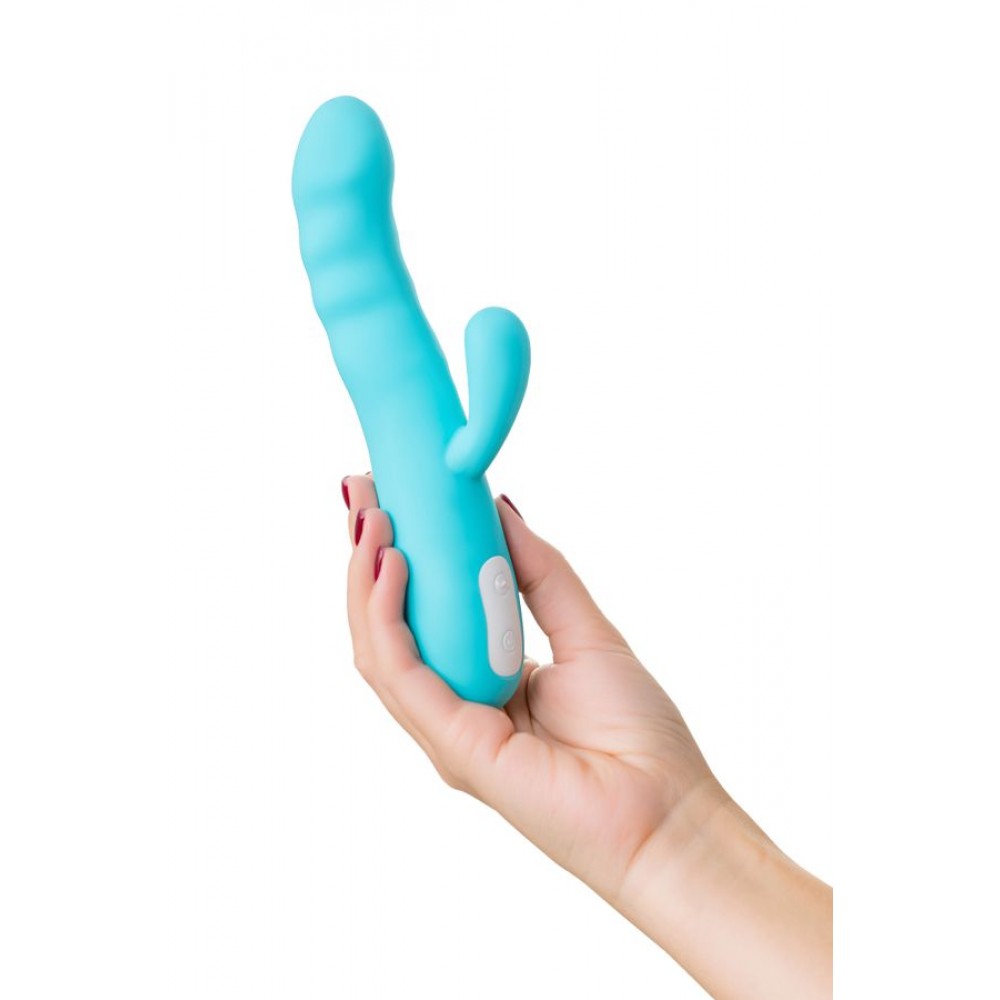 JOS Klitoral uyarımlı vibratör-döndürücü MERRY-SWI, silikon, mavi, 20,7 cm