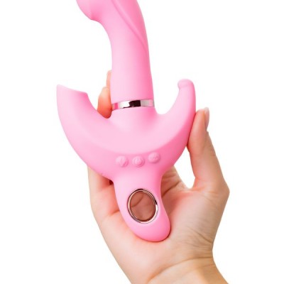Klitoral uyarıcılı vibratör JOS Twistme, silikon, pembe, 19,5 cm