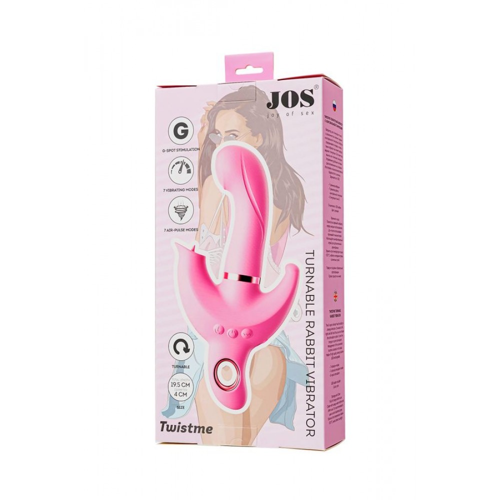 Klitoral uyarıcılı vibratör JOS Twistme, silikon, pembe, 19,5 cm