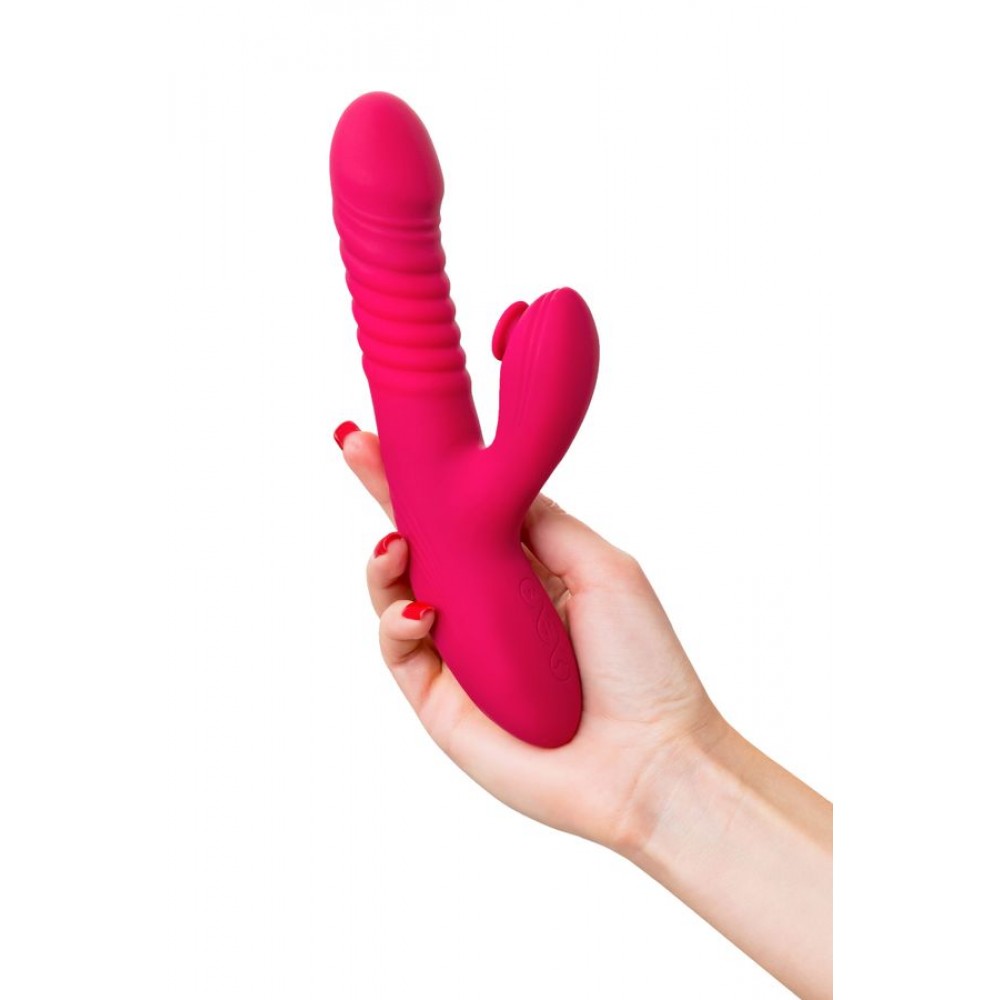 Klitoral uyarıcılı vibratör JOS Seri, silikon, pembe, 22 cm