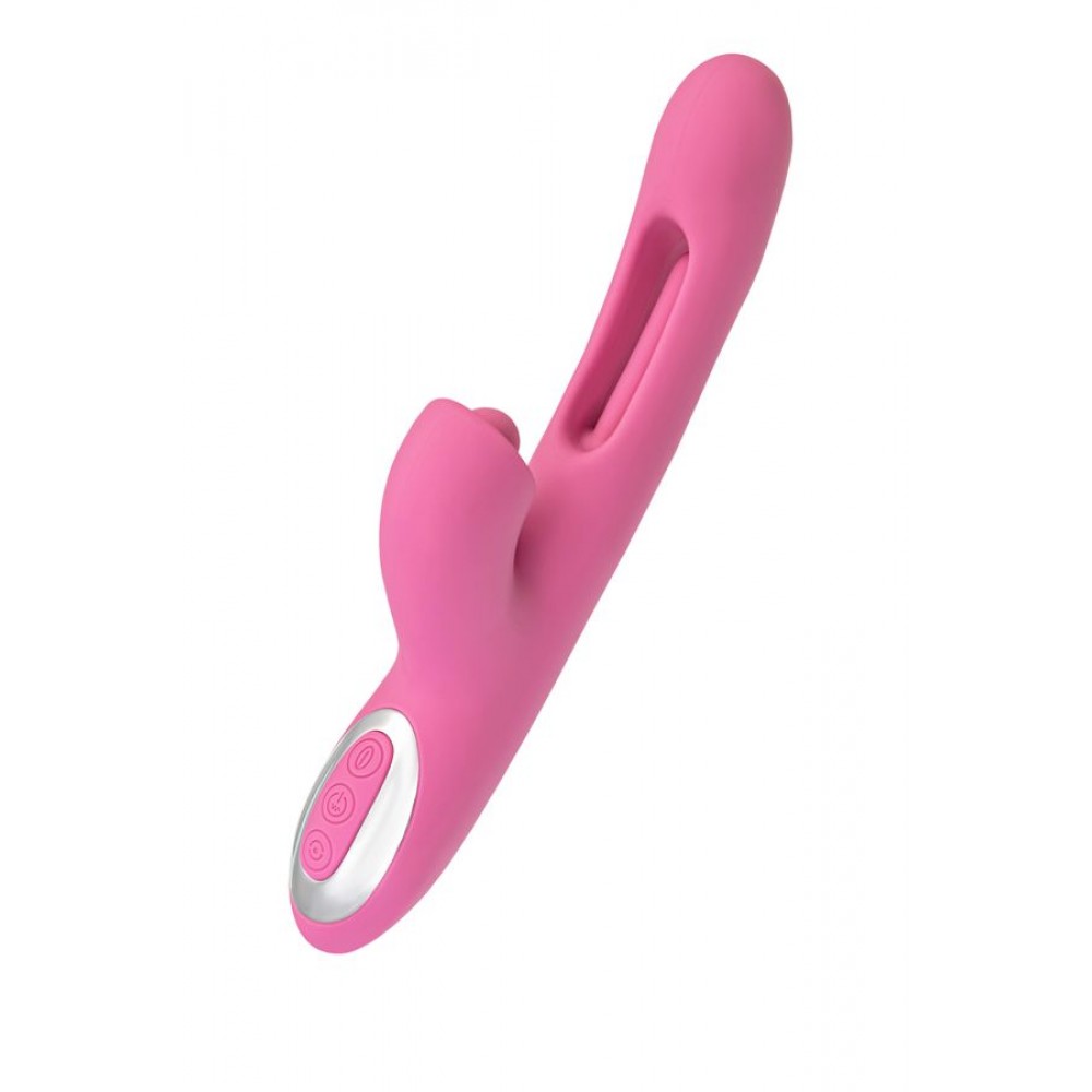 JOS Monti Hareketli Dilli ve Titreşimli Top Başlıklı Vibratör, Silikon, Pembe, 24 cm