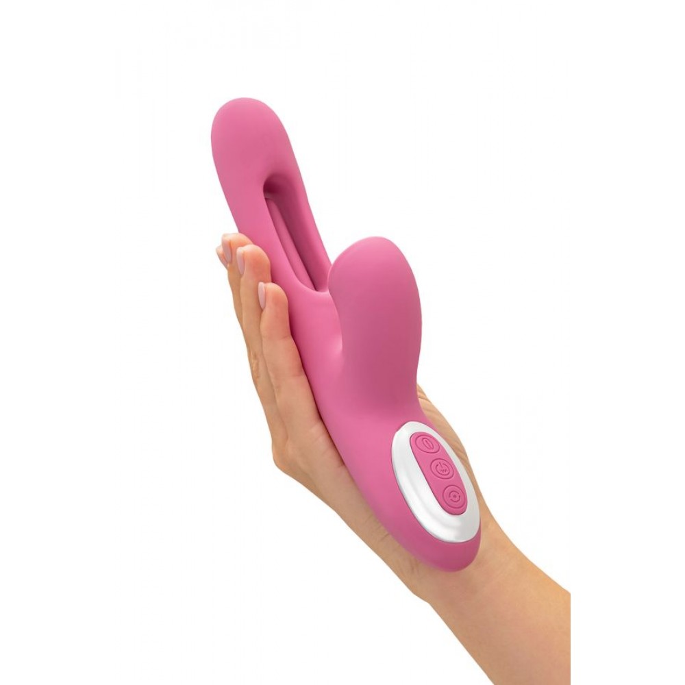 JOS Monti Hareketli Dilli ve Titreşimli Top Başlıklı Vibratör, Silikon, Pembe, 24 cm