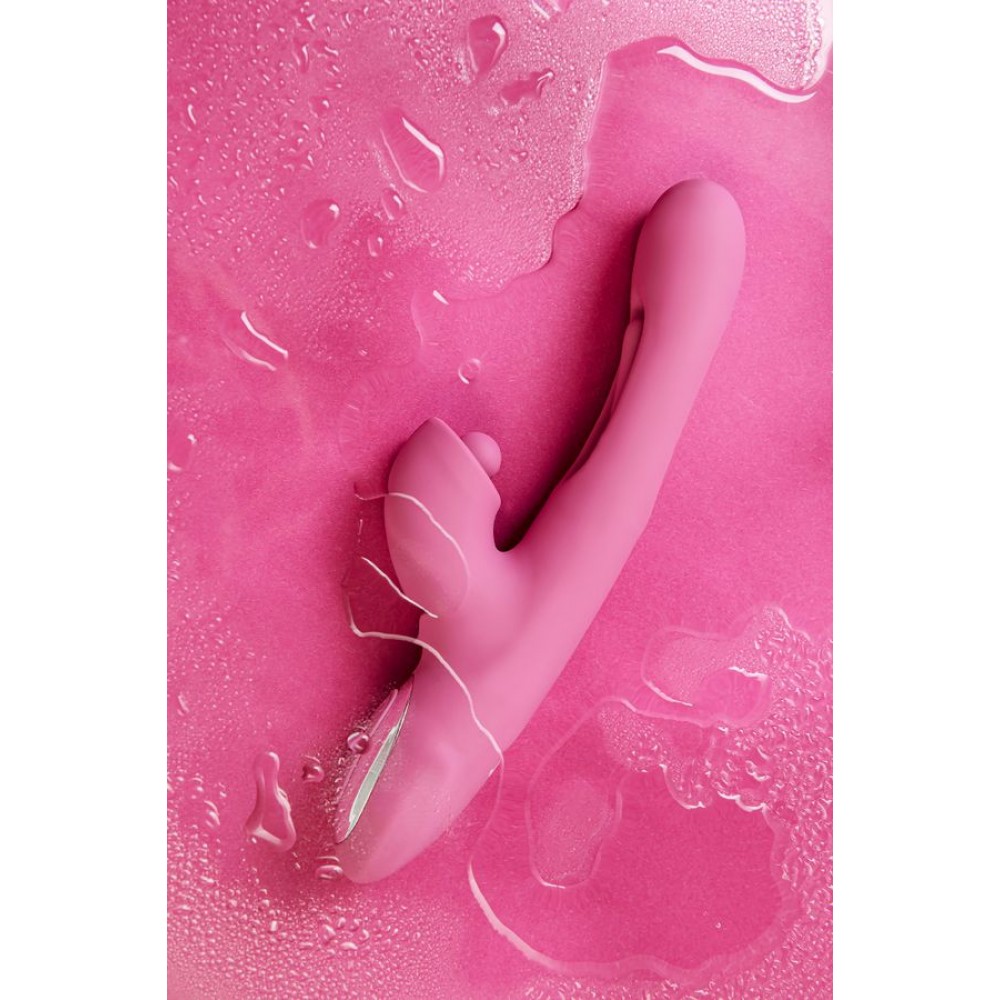 JOS Monti Hareketli Dilli ve Titreşimli Top Başlıklı Vibratör, Silikon, Pembe, 24 cm