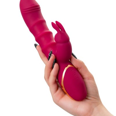 JOS Tenty Hareketli Halkalı Tavşan Vibratör, Silikon, Bordo, 23.5 cm