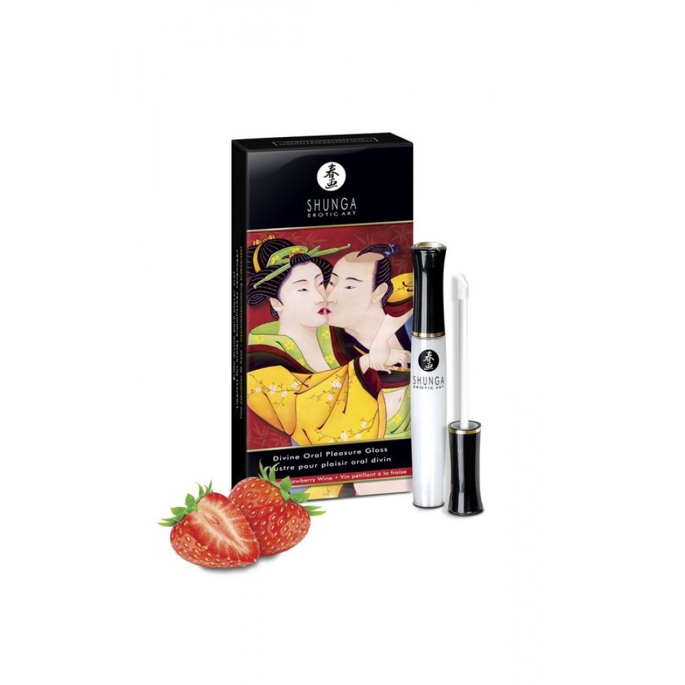 Shunga "İlahi Zevk" dudak parlatıcısı, buzlu ateş etkisi, çilek ve şampanya, 10 ml