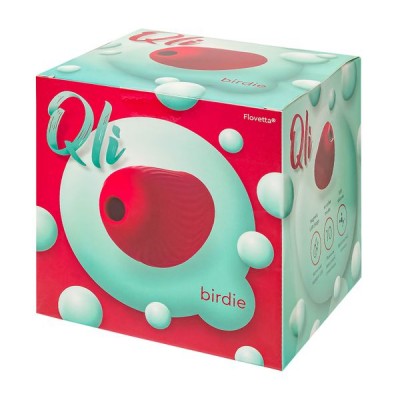 Qli by Flovetta Birdie'den vakum dalgası klitoral uyarıcı, silikon, kırmızı, 6,3 cm