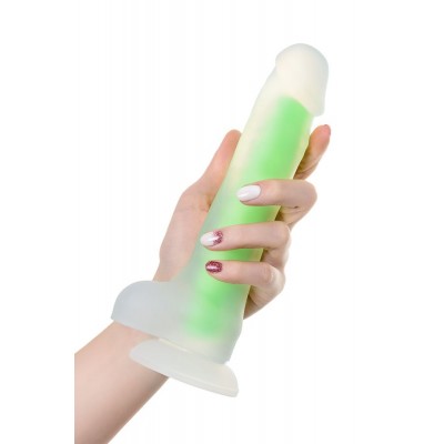Beyond by Toyfa Dick Glow Gece Parlayan Dildo, Silikon, Şeffaf, 18 cm