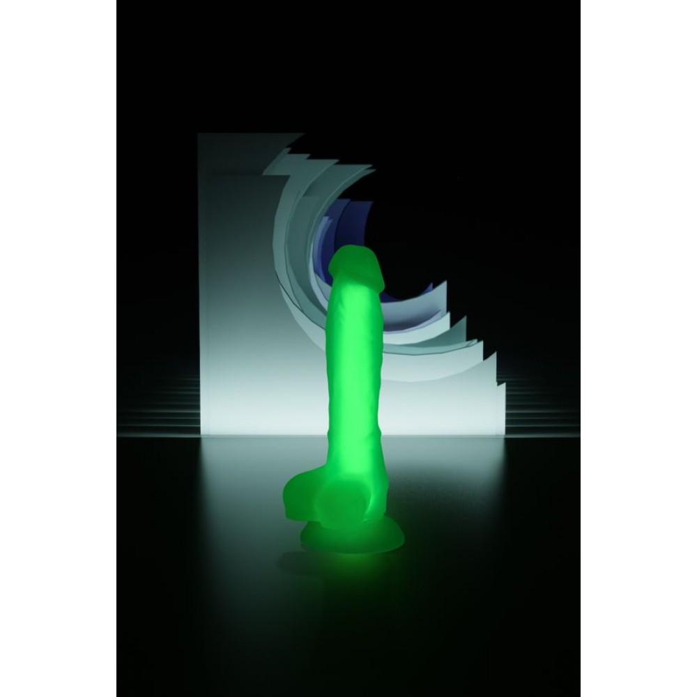 Beyond by Toyfa Wade Glow Gece Parlayan Dildo, Silikon, Şeffaf, 20 cm