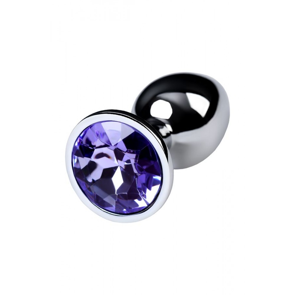 Metal by TOYFA Anal Plug, Metal, gümüş, mor kristalli, 7 cm, Ø 2,8 cm, 50 g