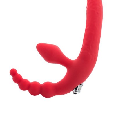 Black & Red by TOYFA Vibratörlü Strapon, silikon, kırmızı, 35 cm