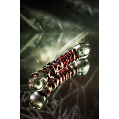 Sexus Glass Çift Taraflı Cam Dildo , Şeffaf, 21 cm