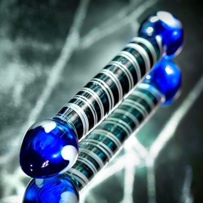 Sexus Glass Çift Taraflı Cam Dildo, mavi, 21 cm