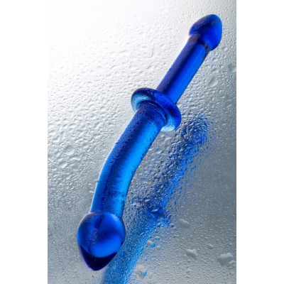 Çift taraflı yapay penis Sexus Glass, cam, mavi, 25 cm