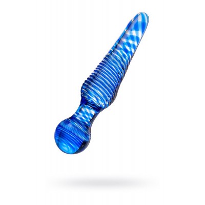 Çift taraflı yapay penis Sexus Glass, cam, mavi, 17 cm