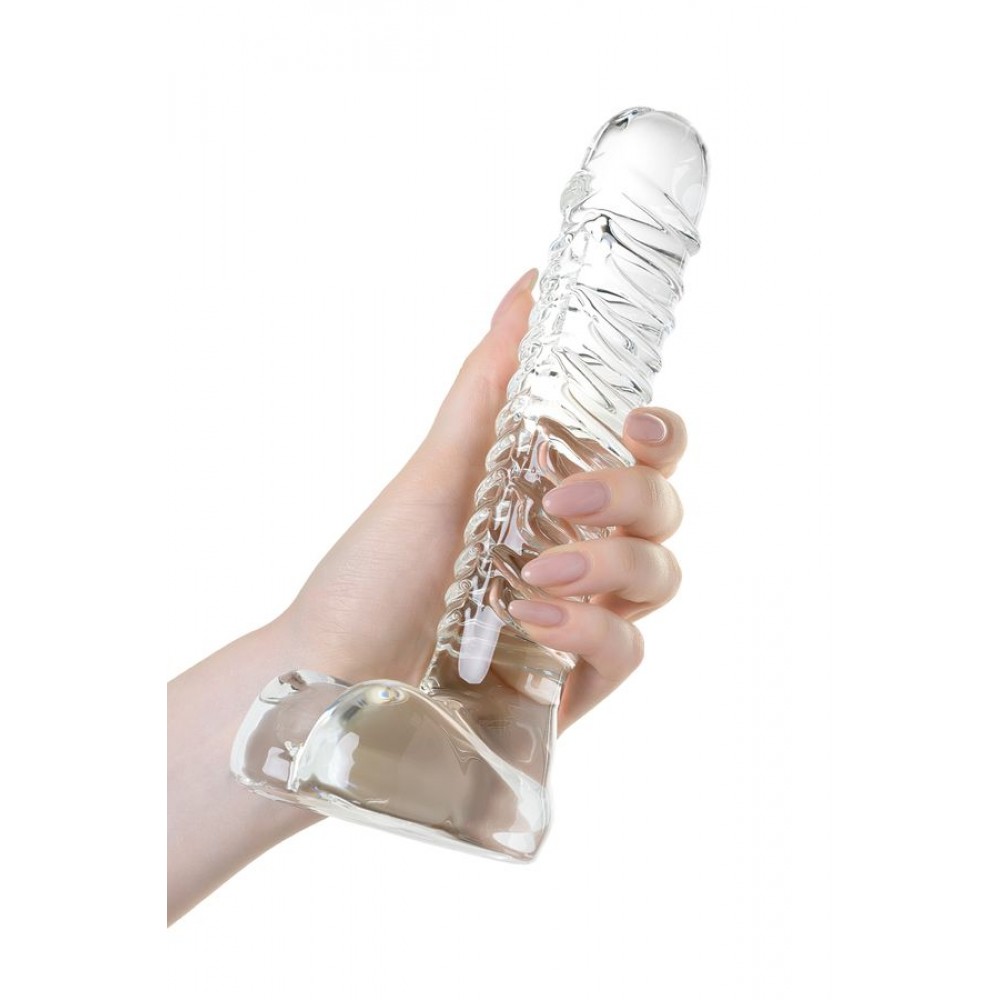 Gerçekçi olmayan yapay penis Sexus Glass, cam, transparan, 21 cm