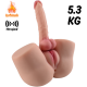 Anal Vajina Girişli 19 CM Yapay Penisli Isıtmalı Titreşimli Realistik Kalça Mastürbatör Trans Manken 5.3 KG
