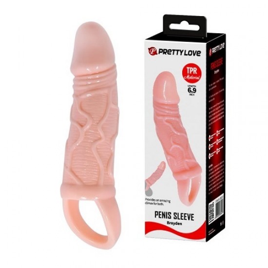      Breyden 16 CM Testis Halkalı 3 CM Dolgulu Silikon Penis Kılıfı