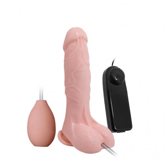 19 CM Su Fışkırtmalı Titreşimli Realistik Vibratör Penis