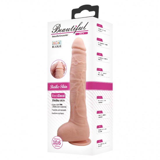 Beautiful 27 CM Süper Gerçekçi Vantuzlu Damarlı Dev Penis Dildo