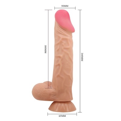 Ortan 9.4 İnç Kıkırdak Yapılı Gerçek Deri Yapılı Dildo