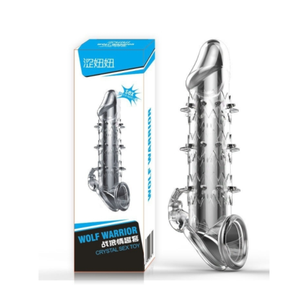 Wolf Warrior Crystal Şeffaf Dokulu Penis Kılıfı