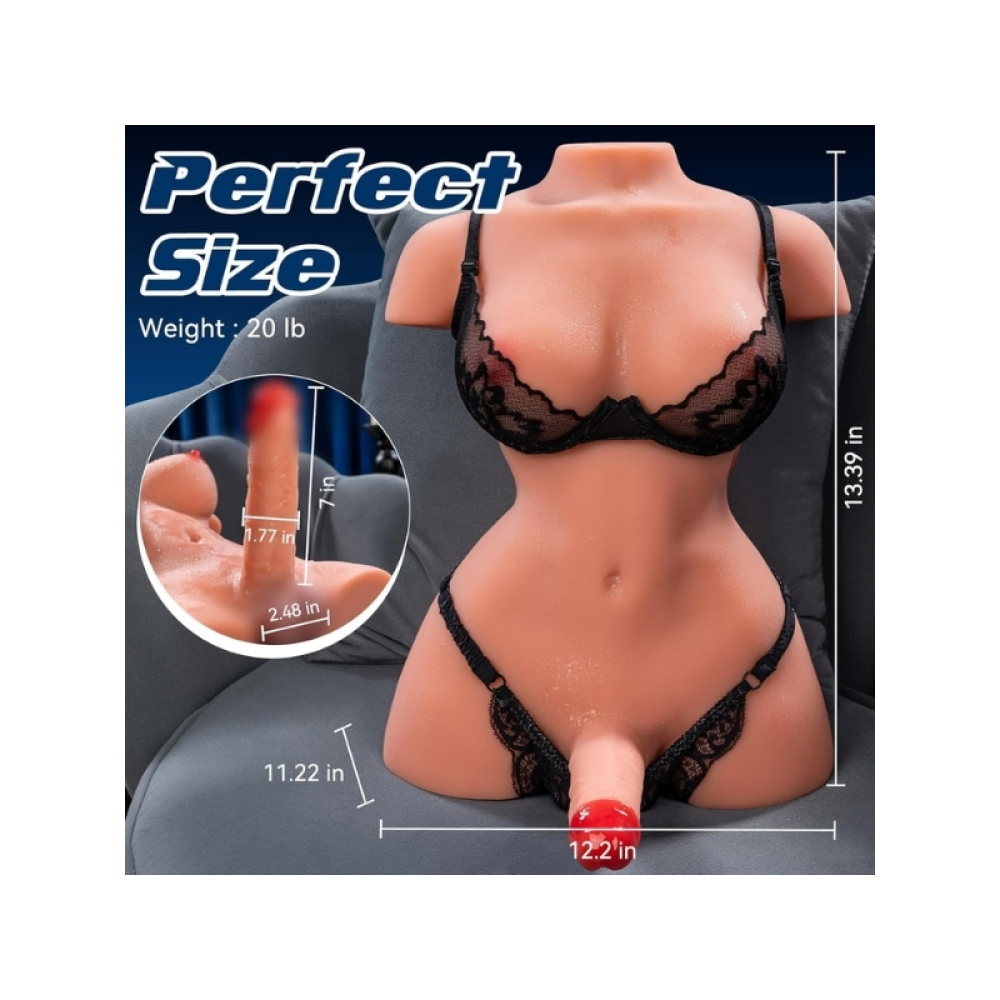 L-Join Gerçekçi Titreşimli, İleri Geri Penis Haraketli 9 Kg Trans Yarım Vücut Mastürbatör Dildo
