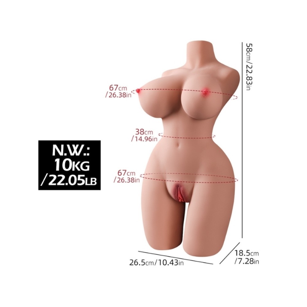 Premium Torso Masturbator Emily - Mega Boy Realistik Manken Anal Vajinal 2 in 1 Suni Vajina 10 KG