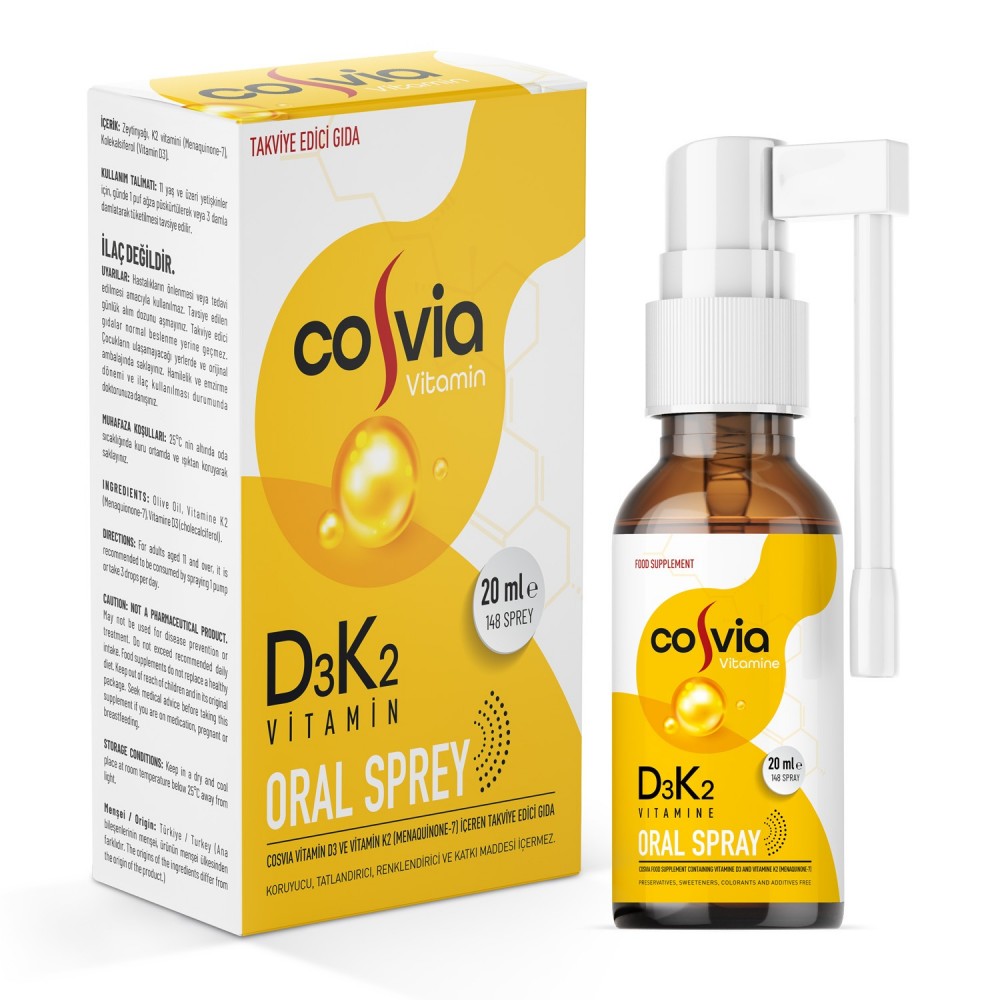 Cosvia Vitamin D3-K2 (Menaquinone-7) Oral Sprey 20 ml. Cosvia Vitamin D3-K2 (Menaquinone-7) Oral Sprey 20 ml.