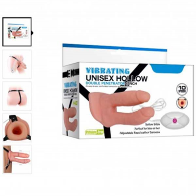 Unisex Çift Taraflı 15.2cm İçi Boş Belden Bağlamalı Titreşimli Protez Penis Unisex Çift Taraflı 15.2cm İçi Boş Belden Bağlamalı Titreşimli Protez Penis