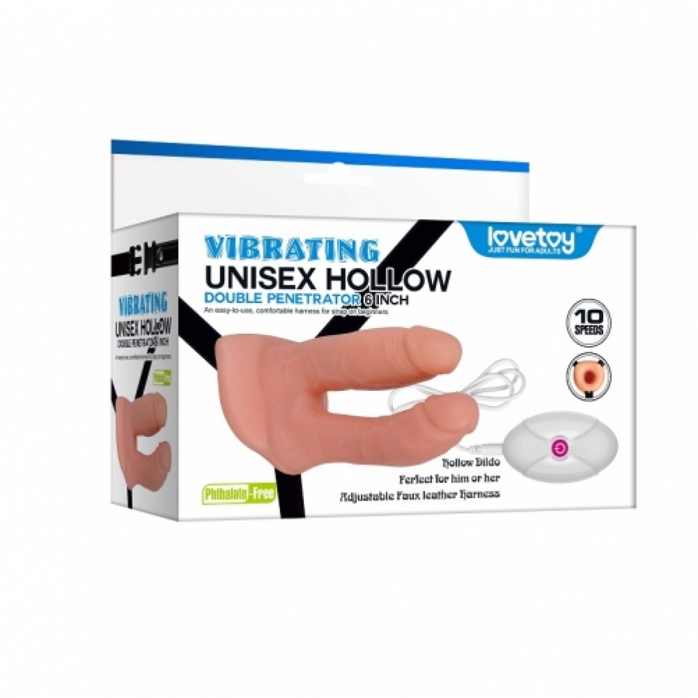 Unisex Çift Taraflı 15.2cm İçi Boş Belden Bağlamalı Titreşimli Protez Penis Unisex Çift Taraflı 15.2cm İçi Boş Belden Bağlamalı Titreşimli Protez Penis